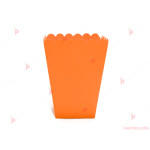 Кофички за пуканки/чипс 3бр. едноцветни без декор в оранжево | PARTIBG.COM