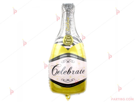 Фолиев балон във формата на бутилка с надпис "Celebrate"