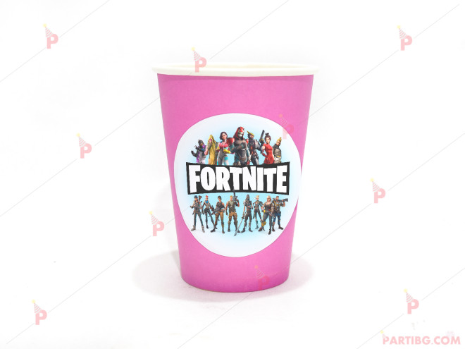Чашки едноцветни в розово с декор Фортнайт / Fortnite | PARTIBG.COM