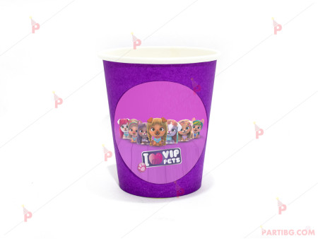 Чашки едноцветни в лилаво с декор Вип Петс / VIP Pets