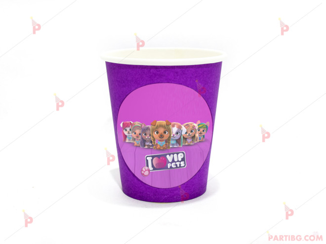 Чашки едноцветни в лилаво с декор Вип Петс / VIP Pets | PARTIBG.COM