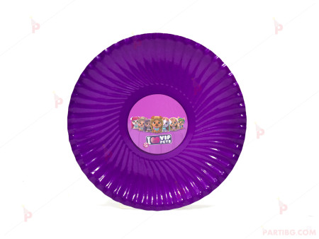 Чинийки едноцветни в лилаво с декор Вип Петс / VIP Pets