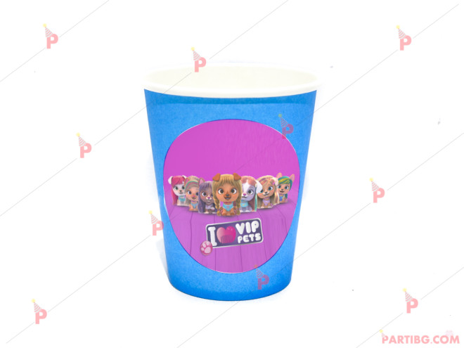 Чашки едноцветни в синьо с декор Вип Петс / VIP Pets | PARTIBG.COM