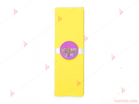 Салфетка едноцветна в жълто и тематичен декор Вип Петс / VIP Pets
