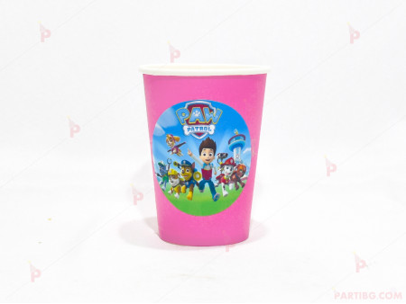 Чашки едноцветни в розово с декор Пес Патрул / Paw Patrol