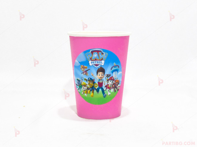 Чашки едноцветни в розово с декор Пес Патрул / Paw Patrol | PARTIBG.COM