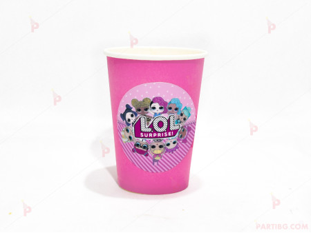 Чашки едноцветни в розово с декор Кукли ЛОЛ / LOL Surprise 