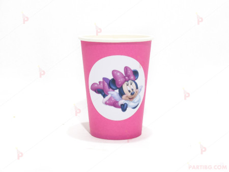 Чашки едноцветни в розово с декор Мини Маус / Minnie Mousee 2