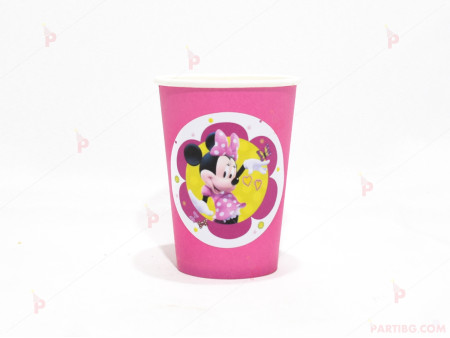 Чашки едноцветни в розово с декор Мини Маус / Minnie Mousee 