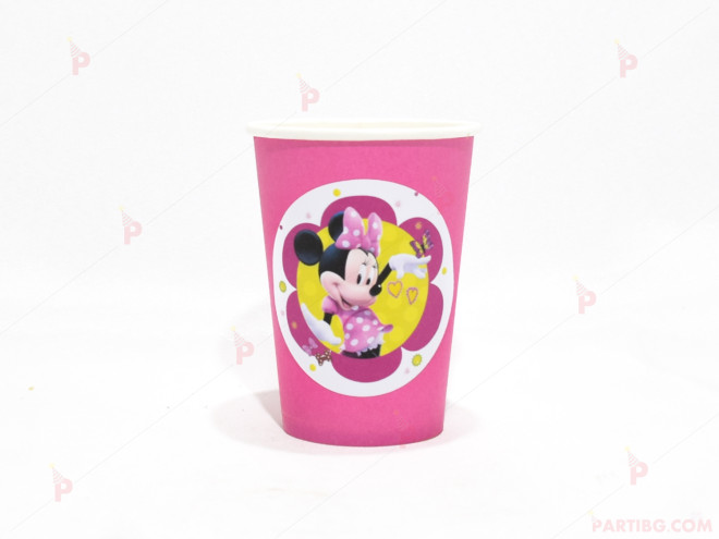 Чашки едноцветни в розово с декор Мини Маус / Minnie Mousee | PARTIBG.COM