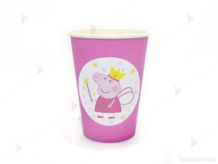 Чашки едноцветни в розово с декор Пепа пиг / Peppa pig 2