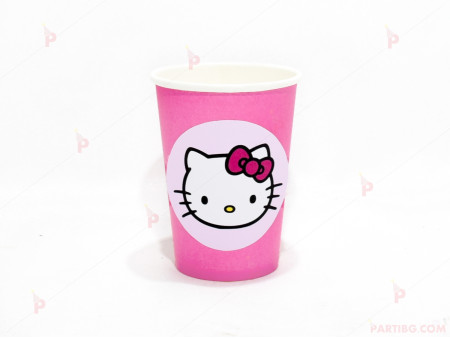 Чашки едноцветни в розово с декор Кити / Hello Kitty 2