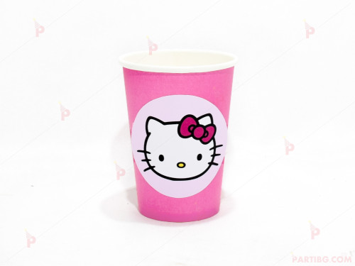 Чашки едноцветни в розово с декор Кити / Hello Kitty 2 | PARTIBG.COM