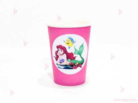 Чашки едноцветни в розово с декор Ариел / The Little Mermaid