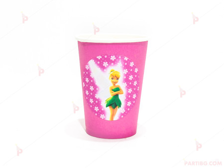 Чашки едноцветни в розово с декор Тинкърбел/Камбанка