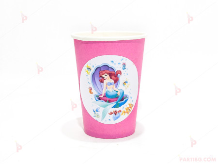 Чашки едноцветни в розово с декор Ариел / The Little Mermaid 2