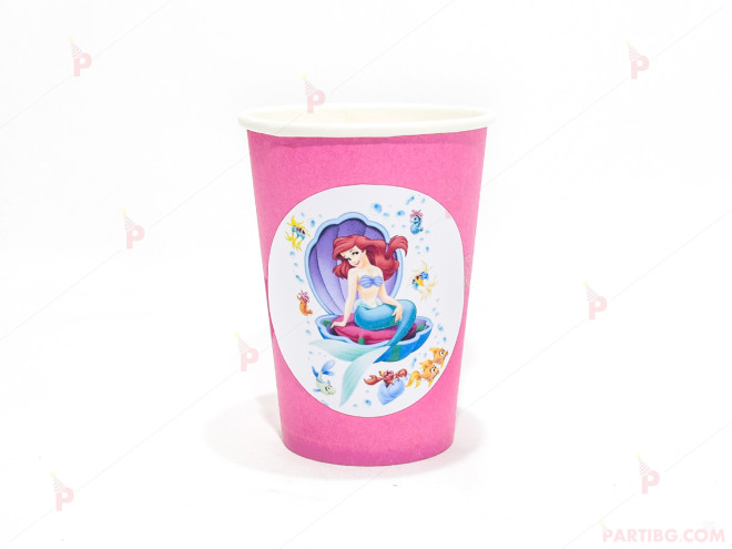Чашки едноцветни в розово с декор Ариел / The Little Mermaid 2 | PARTIBG.COM