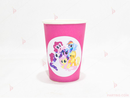 Чашки едноцветни в розово с декор Понита/My little pony