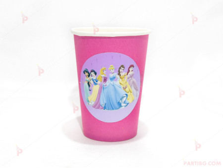 Чашки едноцветни в розово с декор Принцеси/ Princess