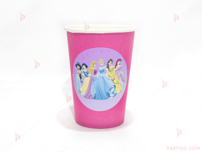 Чашки едноцветни в розово с декор Принцеси/ Princess | PARTIBG.COM