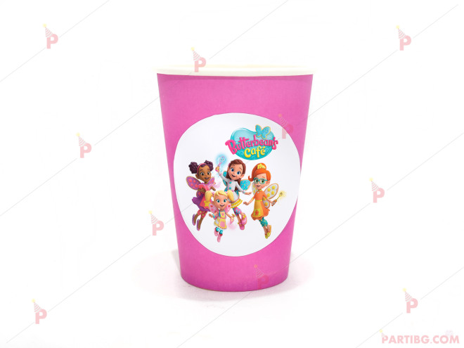 Чашки едноцветни в розово с декор Кафенето на Масленка/Butterbean's cafe | PARTIBG.COM