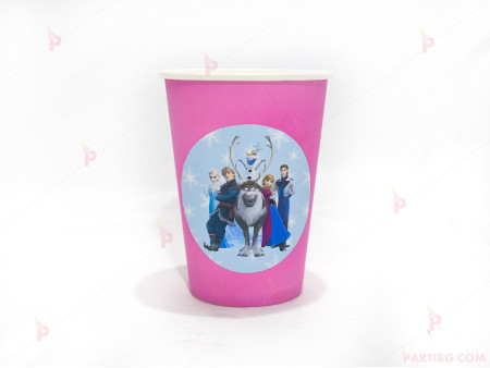 Чашки едноцветни в розово с декор Леденото кралство / Frozen