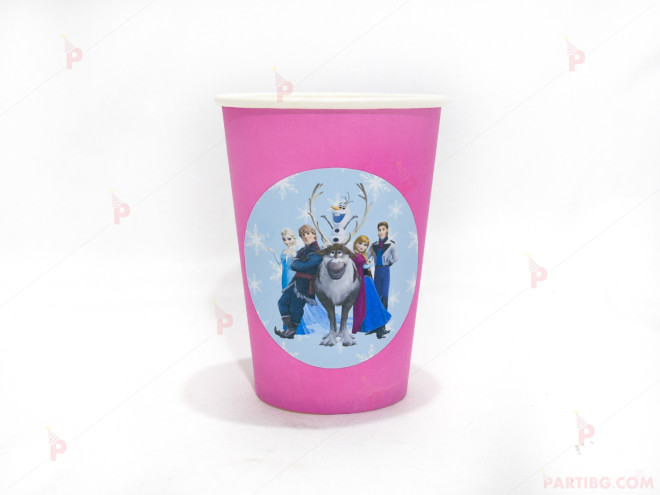 Чашки едноцветни в розово с декор Леденото кралство / Frozen | PARTIBG.COM
