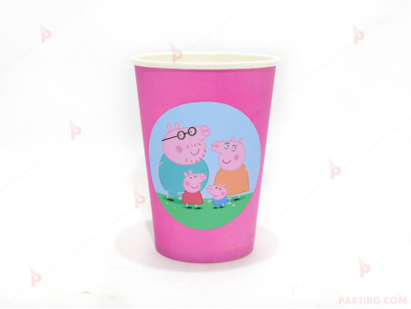 Чашки едноцветни в розово с декор Пепа пиг / Peppa pig