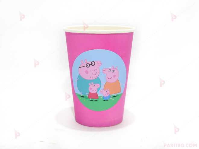 Чашки едноцветни в розово с декор Пепа пиг / Peppa pig | PARTIBG.COM
