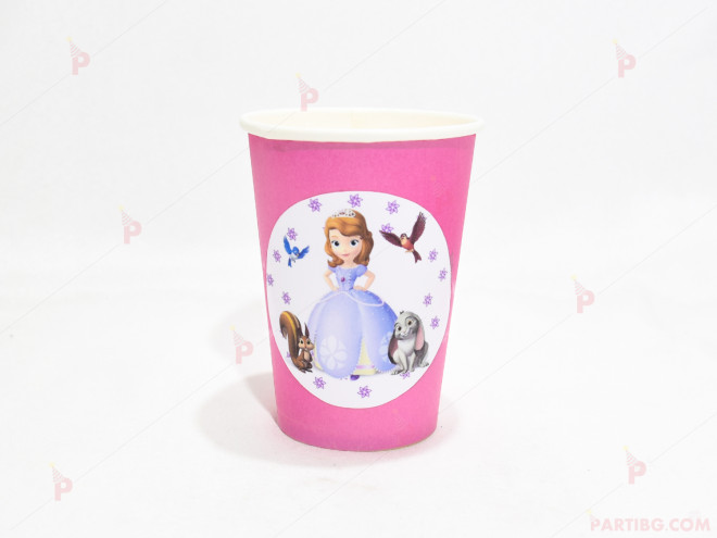 Чашки едноцветни в розово с декор Принцеса София | PARTIBG.COM