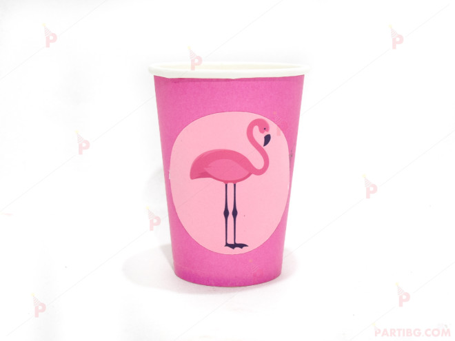 Чашки едноцветни в розово с декор Фламинго | PARTIBG.COM