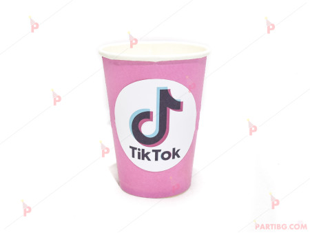 Чашки едноцветни в -розово с декор ТикТок / TikTok