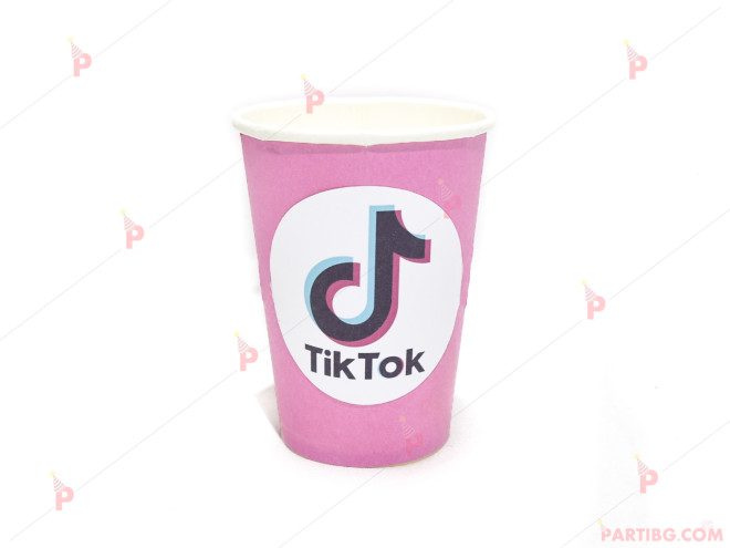 Чашки едноцветни в -розово с декор ТикТок / TikTok | PARTIBG.COM