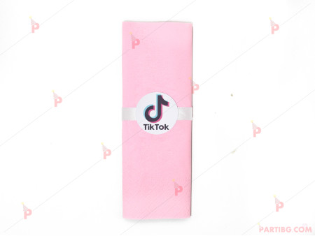 Салфетка едноцветна в розово и тематичен декор ТикТок / TikTok