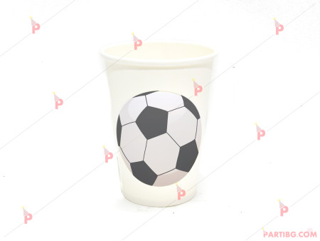 Чашки едноцветни в бяло с декор футболна топка