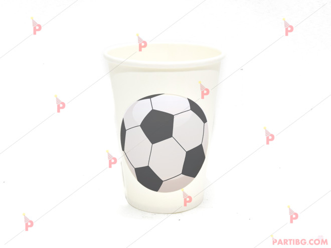 Чашки едноцветни в бяло с декор футболна топка | PARTIBG.COM