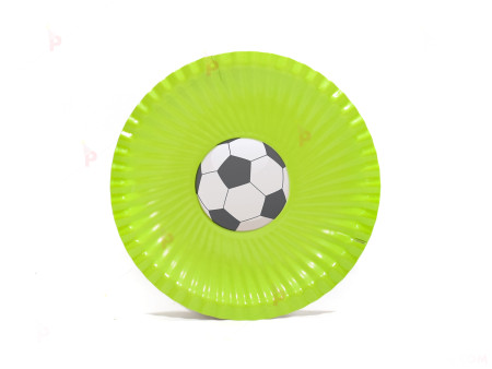 Чинийки едноцветни в зелено с декор футболна топка