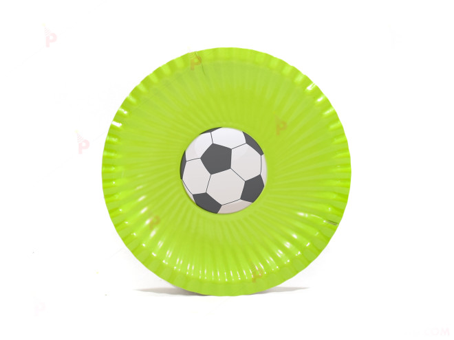 Чинийки едноцветни в зелено с декор футболна топка | PARTIBG.COM