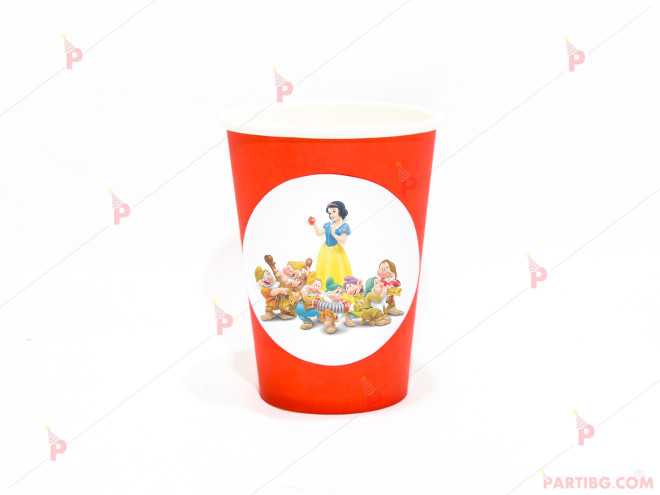 Чашки едноцветни в червено с декор Снежанка и седемте джуджета/Snow White and the Seven Dwarfs | PARTIBG.COM