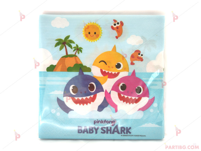 Салфетки к-т 12бр. Бебета Акули / Baby shark | PARTIBG.COM