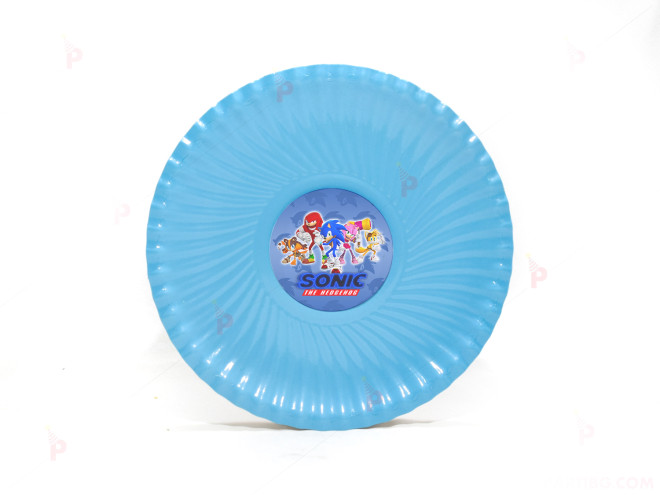 Чинийки едноцветни в синьо с декор Соник / Sonic The Hedgehog | PARTIBG.COM