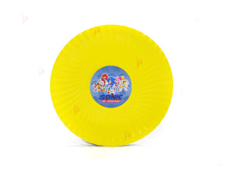 Чинийки едноцветни в жълто с декор Соник / Sonic The Hedgehog