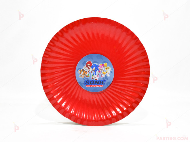 Чинийки едноцветни в червено с декор Соник / Sonic The Hedgehog | PARTIBG.COM