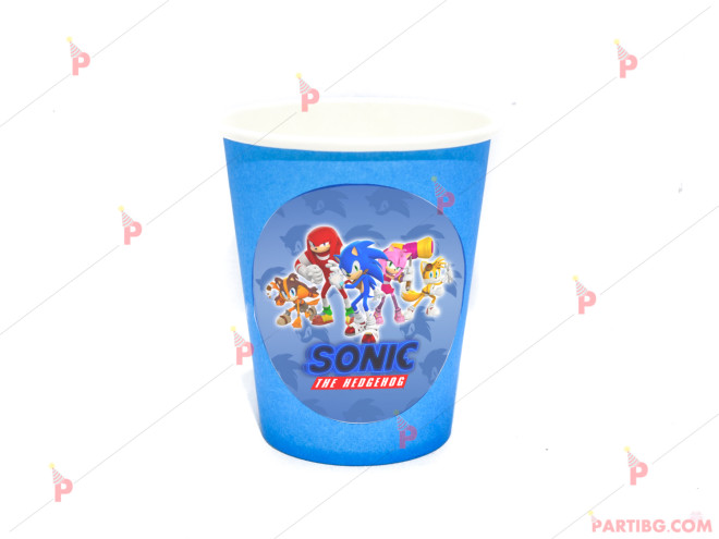 Чашки едноцветни в синьо с декор Соник / Sonic The Hedgehog | PARTIBG.COM