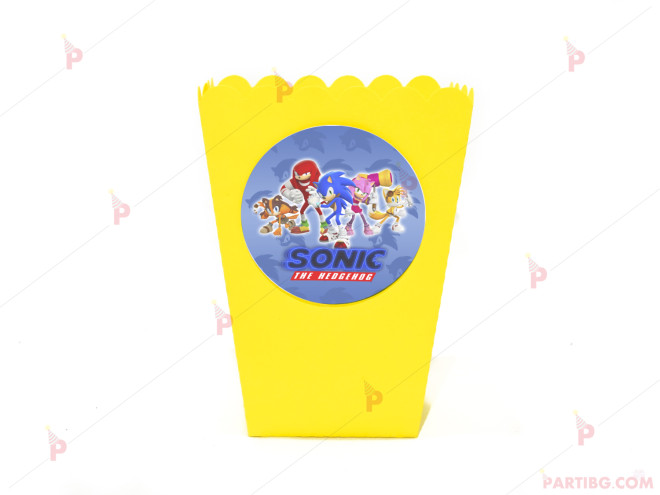 Кофичка за пуканки/чипс с декор Соник / Sonic The Hedgehog в жълто / 1бр. | PARTIBG.COM