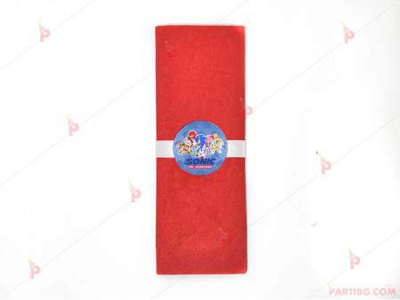 Салфетка едноцветна в червено и тематичен декор Соник / Sonic The Hedgehog
