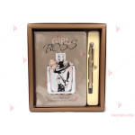 Подаръчен комплект - Подаръчна кутия с химикал и кожен бележник "Girl Boss за записки на приходи и свръхприходи" | PARTIBG.COM
