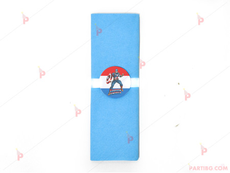 Салфетка едноцветна в синьо и тематичен декор Капитан Америка / Captain America