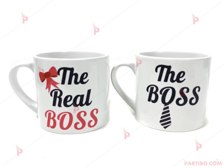 Комплект чаши за кафе с надписи "The Boss" / "The real boss"