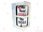 Комплект чаши за кафе с надписи "The Boss" / "The real boss" | PARTIBG.COM